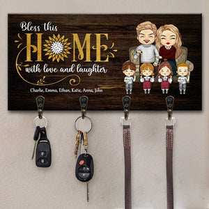 Bénissez cette maison avec amour et rires - Porte-clés personnalisé, porte-clés - Cadeau pour couples, mari et femme