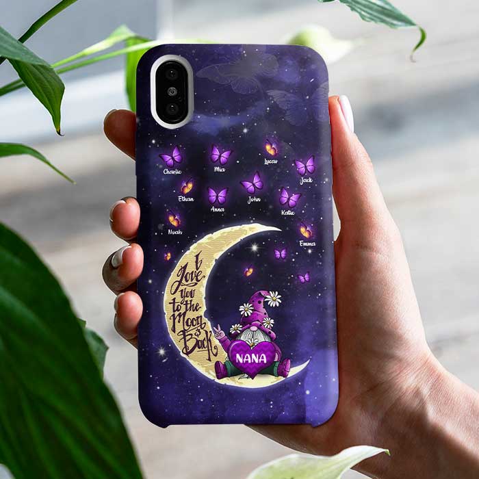 Grand-mère, maman, je t'aime jusqu'à la lune et retour - Cadeau pour maman, grand-mère - Coque de téléphone personnalisée