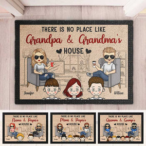 Il n'y a pas d'endroit comme la maison de grand-mère et grand-père - Cadeau pour couples, mari et femme - Tapis décoratif personnalisé