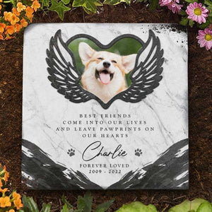 You Leave Paw Prints On Our Hearts - Personalized Memorial Stone, Pet Grave Marker - Upload Image, Memorial Gift, Sympathy Gift