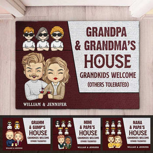Maison de grand-père et grand-mère, petits-enfants bienvenus - Cadeau pour couples, mari et femme - Tapis décoratif personnalisé