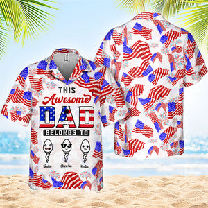 Ce papa génial appartient à - Chemise hawaïenne personnalisée - Cadeau pour papa