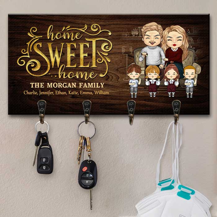 Home Sweet Home, Home Is Where You Hang Your Heart - Porte-clés personnalisé, porte-clés - Cadeau pour couples, mari et femme