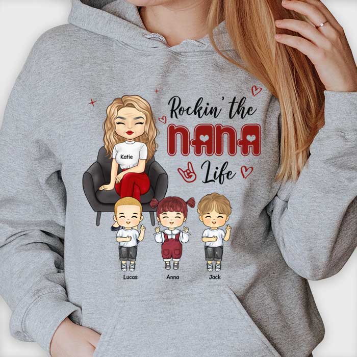 Rockin' The Mama Life - Cadeau pour maman, grand-mère - T-shirt unisexe personnalisé, sweat à capuche