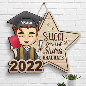 Panneau en bois personnalisé « Shoot For The Stars » pour diplômé