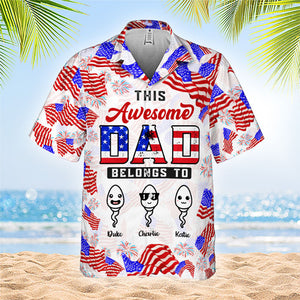 Ce papa génial appartient à - Chemise hawaïenne personnalisée - Cadeau pour papa