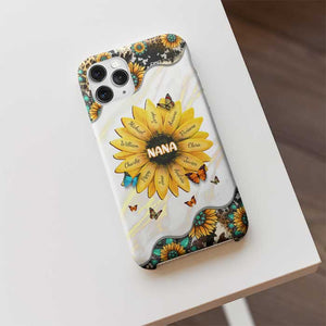 Nana Grandma Mom Kids Family Sunflower - Cadeau pour maman, grand-mère - Coque de téléphone personnalisée