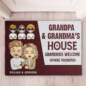 Maison de grand-père et grand-mère, petits-enfants bienvenus - Cadeau pour couples, mari et femme - Tapis décoratif personnalisé
