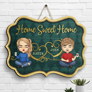 Home Sweet Home - Cadeau pour couple, mari et femme - Panneau en bois personnalisé