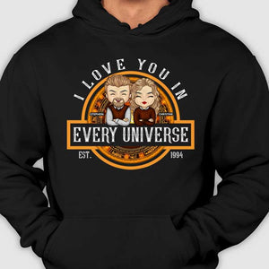 Je t'aime dans tous les univers - T-shirt personnalisé, sweat à capuche - Cadeau pour couple, mari et femme