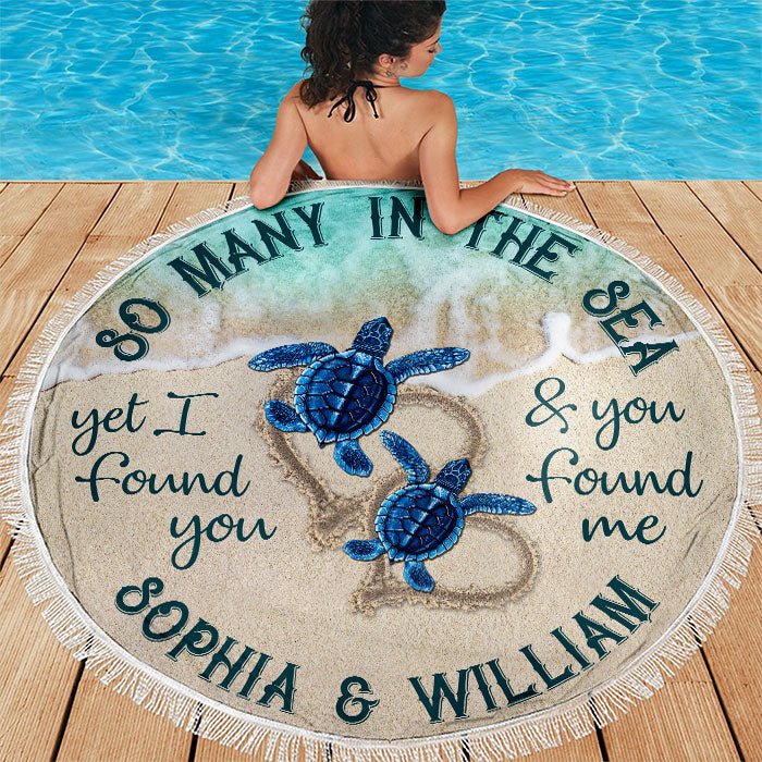 Nous nous sommes trouvés - Serviette de plage ronde personnalisée - Cadeau pour couple, mari et femme