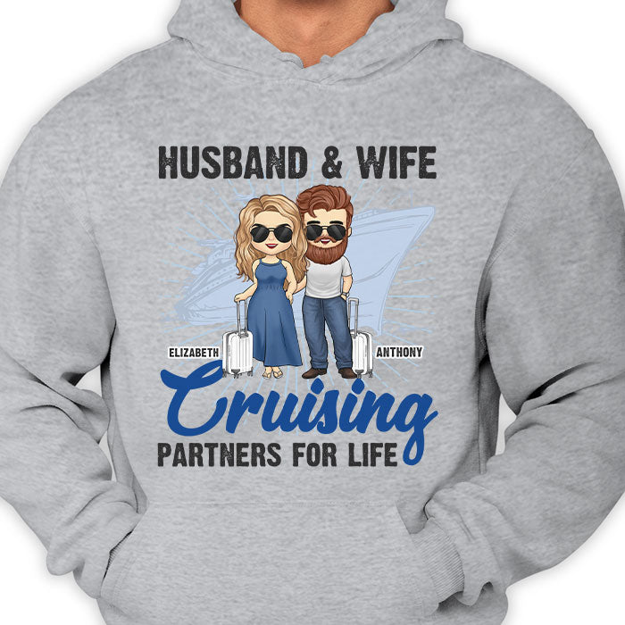 Mari et femme, partenaires de croisière pour la vie - Cadeau pour couples, mari et femme - Sweat à capuche unisexe personnalisé