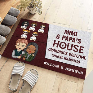 Maison de grand-père et grand-mère, petits-enfants bienvenus - Cadeau pour couples, mari et femme - Tapis décoratif personnalisé