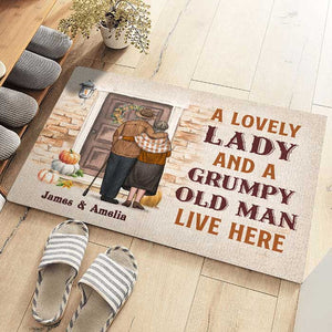 A Lovely Couple Live Here - Personalized Decorative Mat - Gift For Couples, Husband Wife