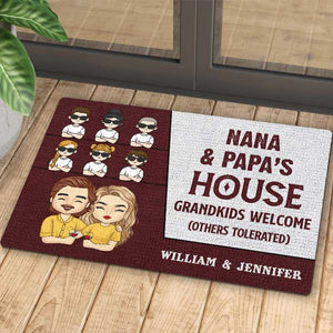 Maison de grand-père et grand-mère, petits-enfants bienvenus - Cadeau pour couples, mari et femme - Tapis décoratif personnalisé