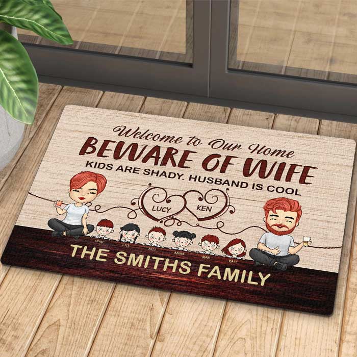 Attention à votre femme, votre mari est cool ! Tapis décoratif personnalisé ! Cadeau pour couple, mari et femme
