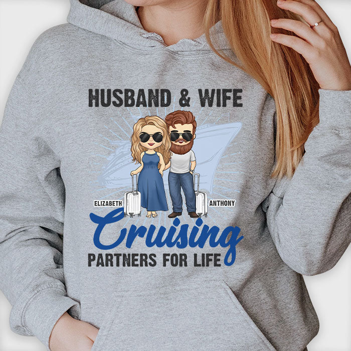 Mari et femme, partenaires de croisière pour la vie - Cadeau pour couples, mari et femme - Sweat à capuche unisexe personnalisé