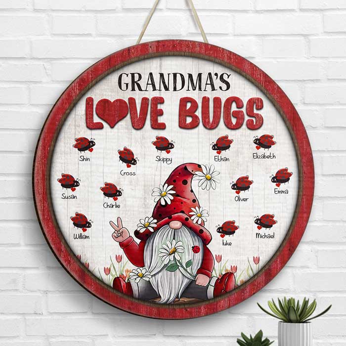 Grandma's Love Bugs - Gift For Grandma, Personalized Wood Sign.