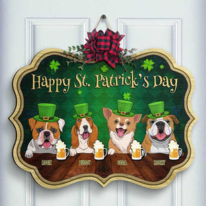 Happy Saint Patrick's Day - Gift For Dog Lovers, Personalized Shaped Wood Sign.