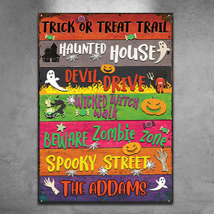 Trick Or Treat Trail - Personalized Metal Sign.