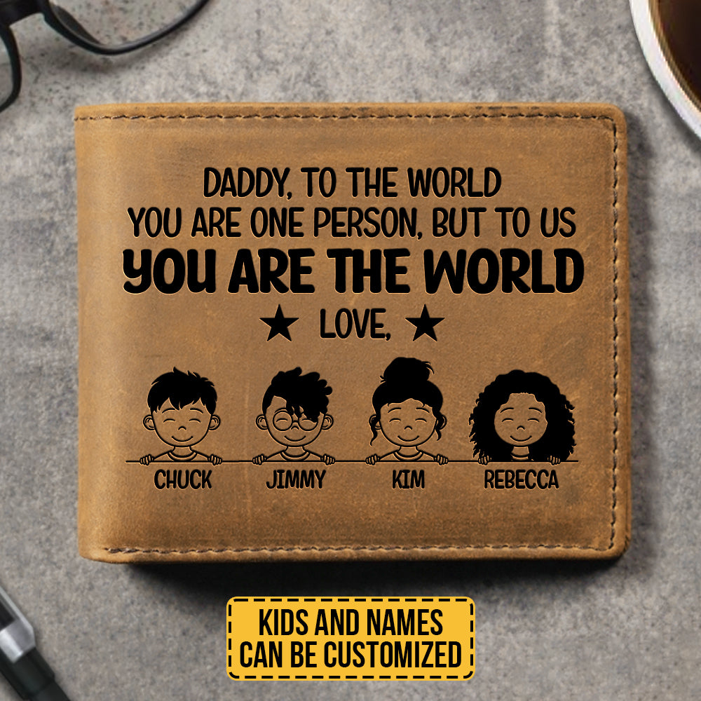 Pour nous, vous êtes le monde - Portefeuille à deux volets personnalisé - Cadeau pour papa, cadeau pour la fête des pères