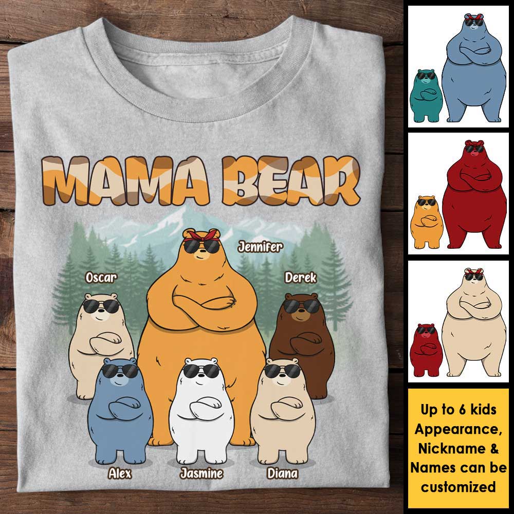 Famille d'oursons Mama &amp; Kids - T-shirt et sweat à capuche unisexe personnalisé - Cadeau pour maman et grand-mère