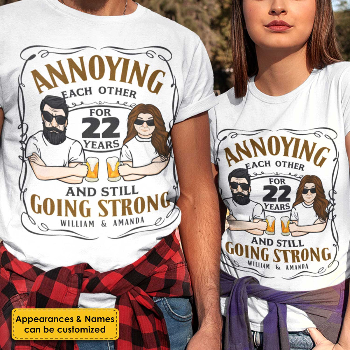 Mari et femme s'agacent mutuellement - Cadeau pour couple, mari et femme - T-shirt unisexe personnalisé, sweat à capuche