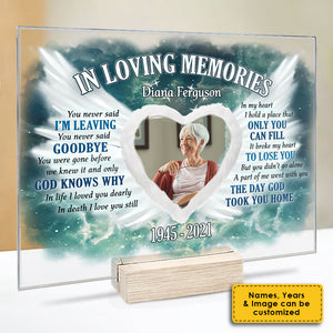 Le jour où Dieu vous a ramené à la maison - Plaque acrylique personnalisée - Télécharger une image, un cadeau commémoratif ou un cadeau de condoléances