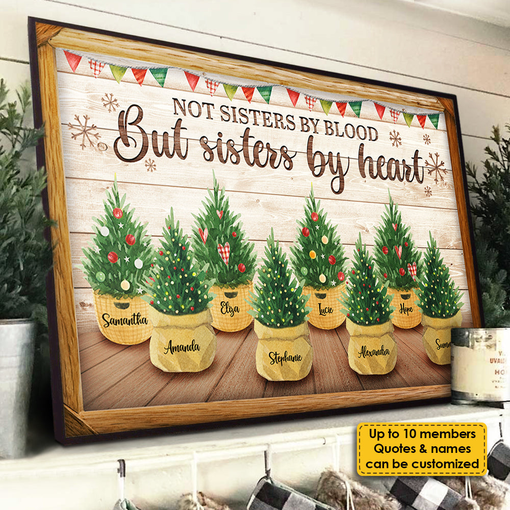 Not Sisters By Blood But Sisters By Heart - Personalized Horizontal Poster.