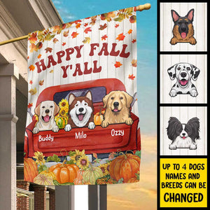 Happy Fall Y'all - Personalized Dog Flag.