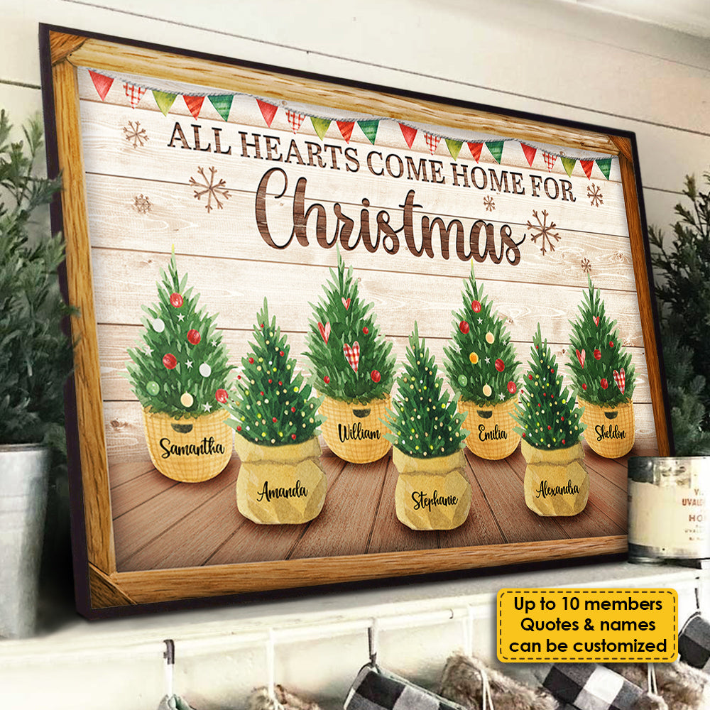 All Hearts Come Home For Christmas - Personalized Horizontal Poster.