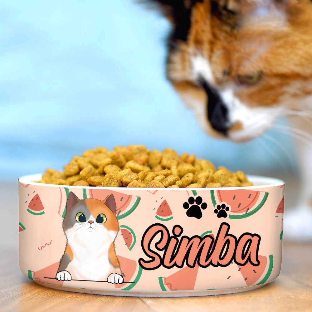 Summer Fruit, Gift For Cat Lovers - Personalized Custom Cat Bowls.