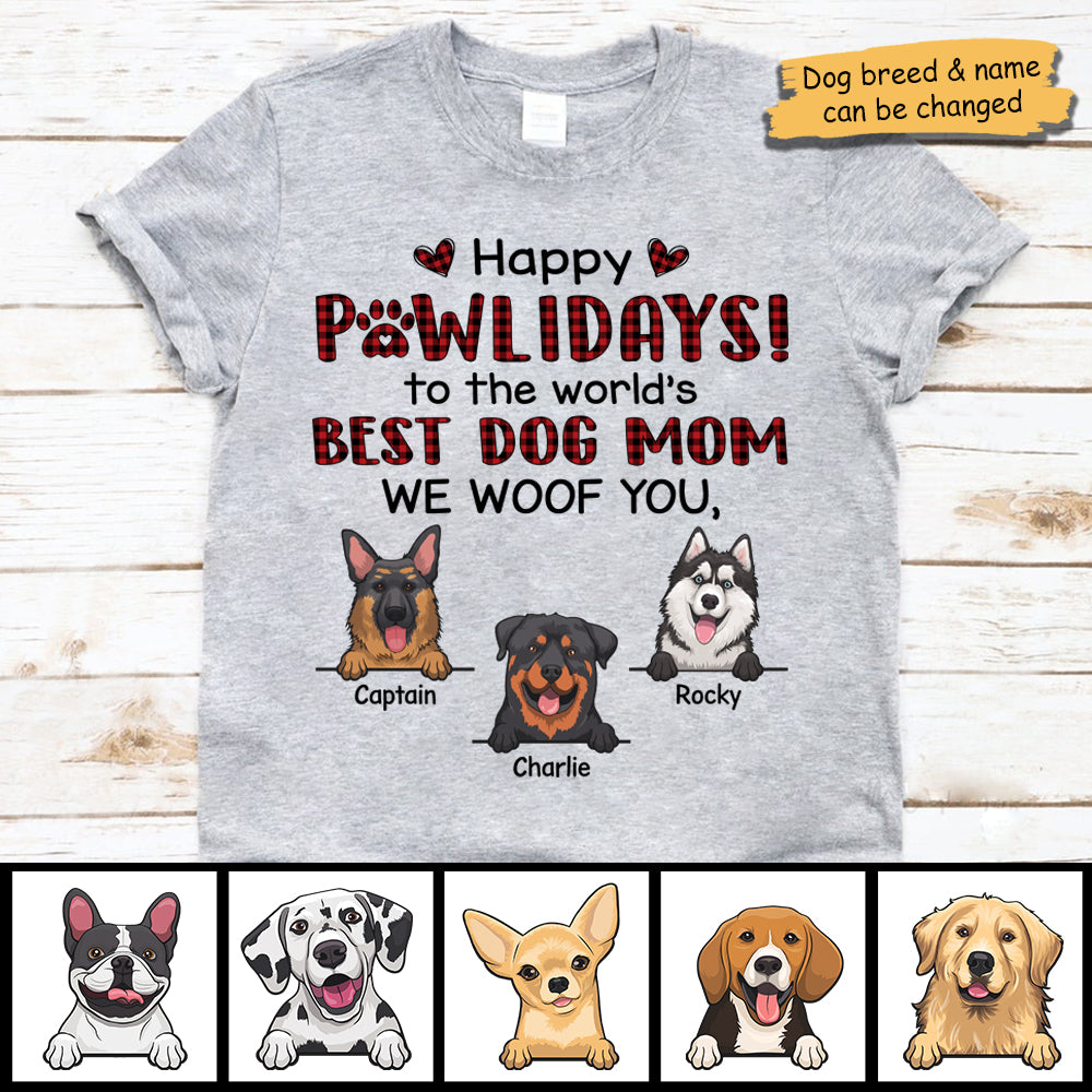 Happy Pawlidays - We Woof You - Personalized Unisex T-Shirt, Hoodie, Sweatshirt.