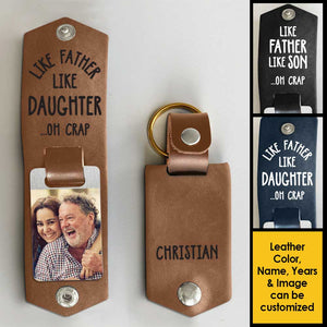 Tel père, telle fille - Porte-clés personnalisé en cuir PU - Télécharger une image, cadeau pour papa