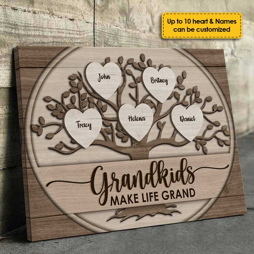 The Grandkids Make Life Magnificent - Personalized Horizontal Canvas - Gift For Grandparents