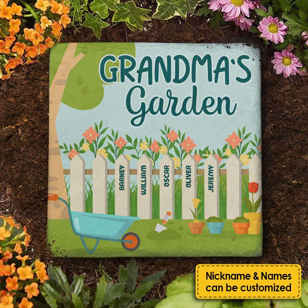 Jardin d'amour de grand-mère - Pierre de jardin personnalisée - Cadeau pour grand-mère et grands-parents
