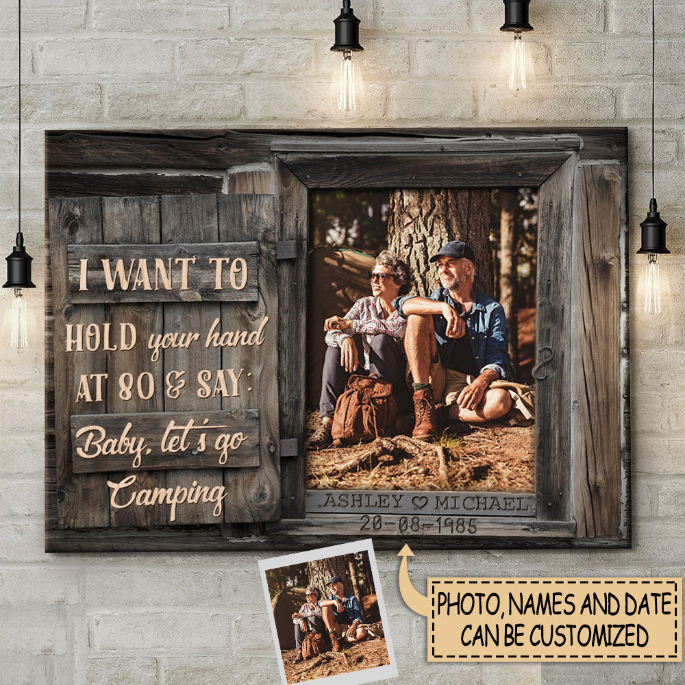 Baby Let's Go Camping - Upload Image, Gift For Couples - Personalized Name & Date Canvas.