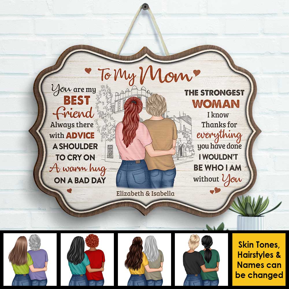 I Wouldn't Be Who I Am Without You - Gift For Mom, Personalized Shaped Wood Sign.