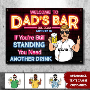 Bienvenue au bar de papa - Cadeau pour papa, grand-père - Plaque en métal personnalisée