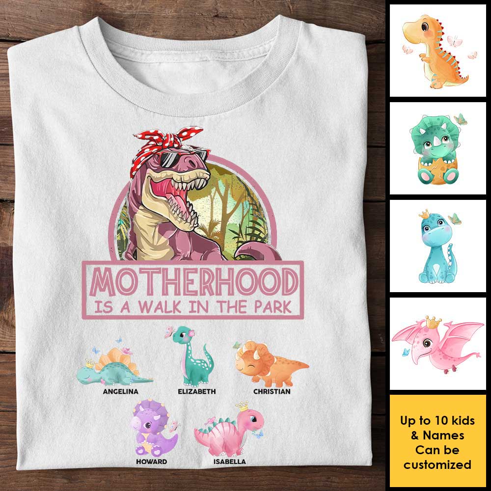 Motherhood Is A Walk In The Park - Gift For Mom - Personalized Unisex T-shirt, Hoodie.