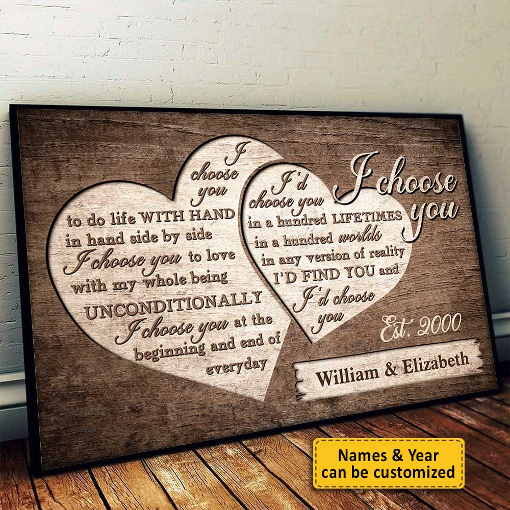 Je t'aime inconditionnellement - Affiche horizontale personnalisée - Cadeau pour couple, mari et femme