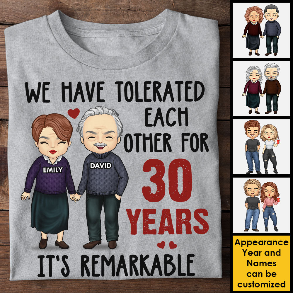 Nous nous sommes tolérés les uns les autres - T-shirt unisexe personnalisé, sweat à capuche, sweat-shirt - Cadeau pour couple, mari, femme, anniversaire, fiançailles, mariage, cadeau de mariage