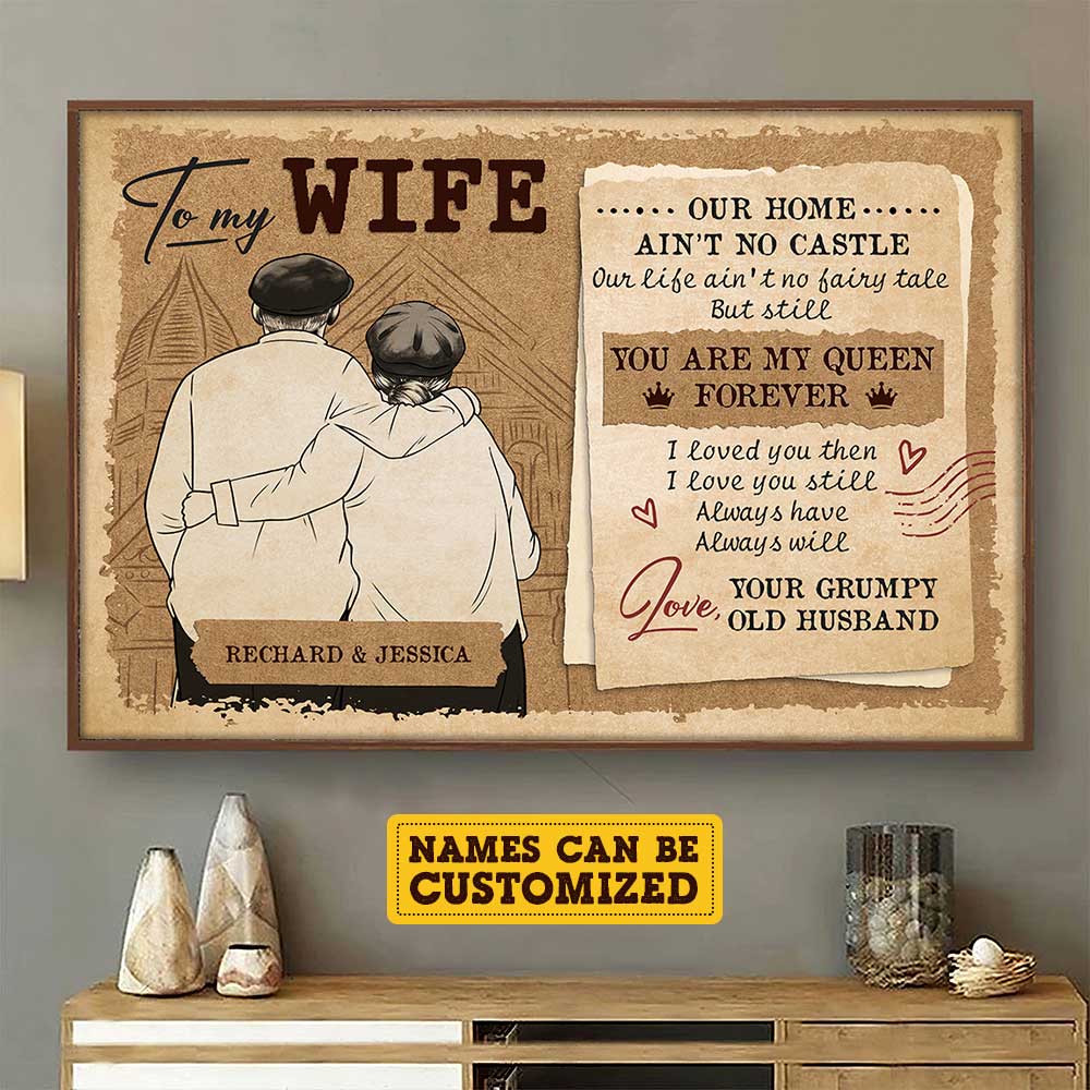 Tu es ma reine pour toujours - Affiche horizontale personnalisée - Cadeau pour couples, mari et femme