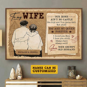Tu es ma reine pour toujours - Affiche horizontale personnalisée - Cadeau pour couples, mari et femme