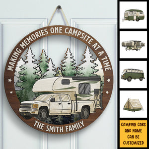 Welcome To Our Campsite, The Best Memories Are Made Camping - Personalized Door Sign.