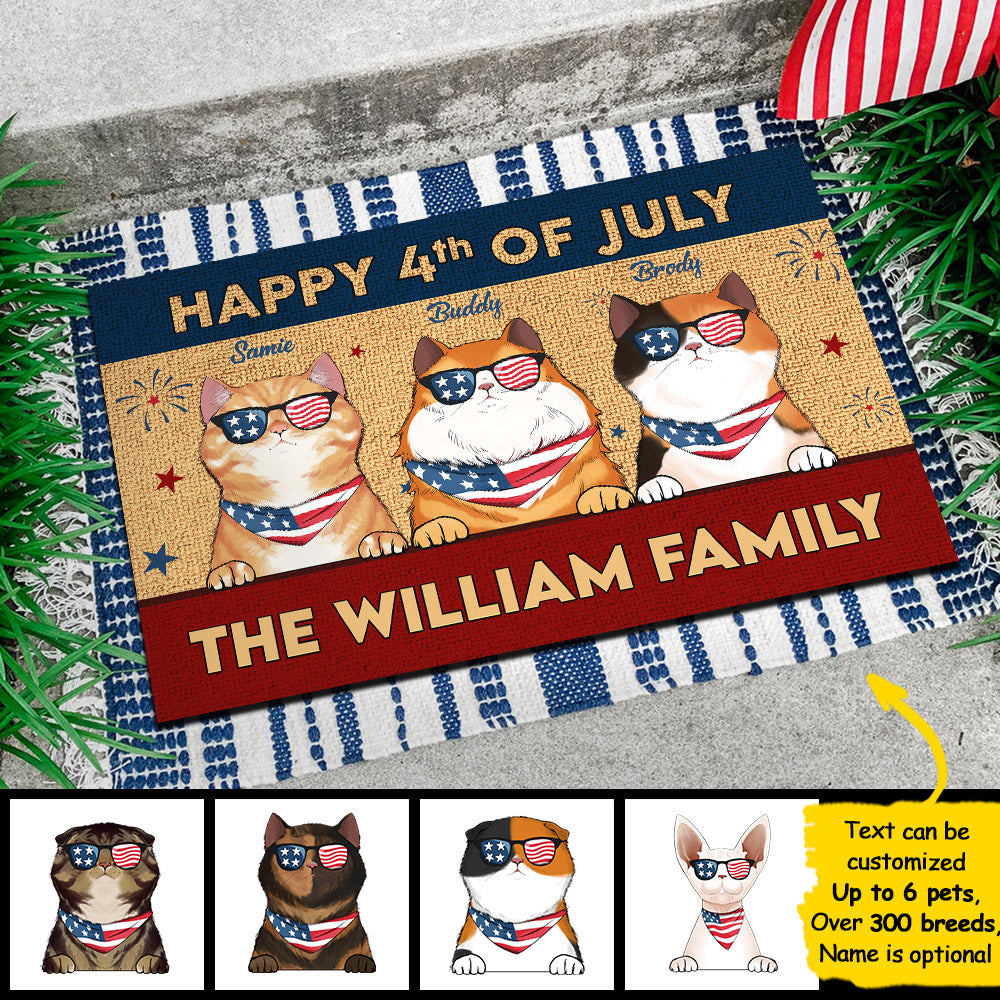 Happy American Independence Day - 4th Of July - Funny Personalized Pet Decorative Mat (Cat & Dog).