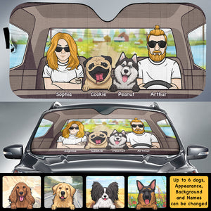 Road trip avec chiens - Pare-soleil auto personnalisé - Cadeau pour couple, mari et femme