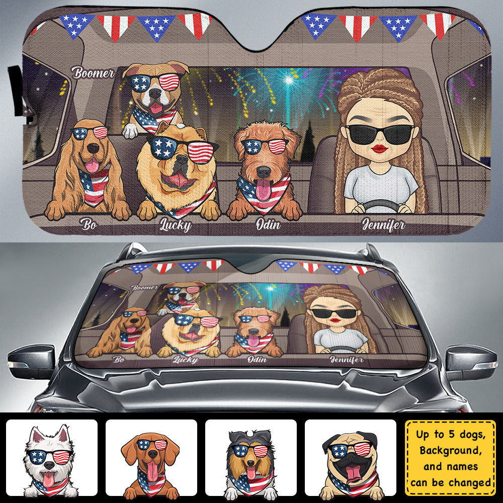 Pare-soleil personnalisé pour chien du 4 juillet - Cadeau pour les amoureux des animaux
