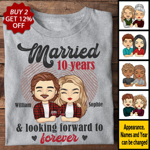 Married And Looking Forward To Forever - Personalized Unisex T-shirt - Gift For Couples, Husband Wife