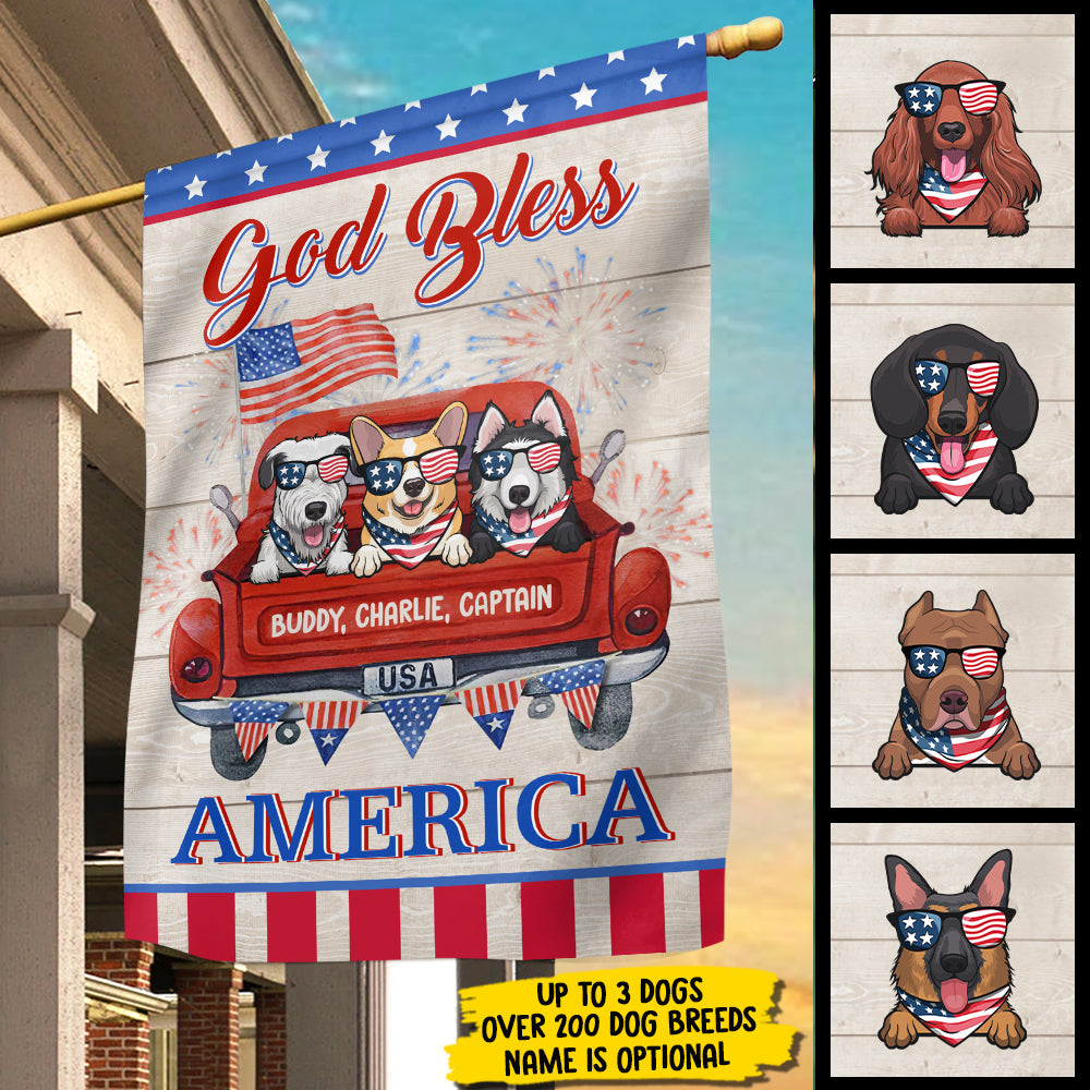 God Bless America - 4th Of July Decoration - Personalized Dog Flag.